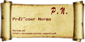 Prácser Norma névjegykártya